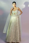 Buy_Jiya by Veer Design Studio_Off White Net Hand Embroidered Dori Leaf Floral Anarkali Lehenga Set _Online_at_Aza_Fashions