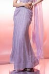 Buy_Jiya by Veer Design Studio_Purple Net Embroidered Cutdana Sweetheart Sheer Pre-draped Saree With Blouse _Online_at_Aza_Fashions