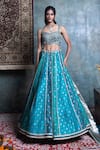 Buy_Jiya by Veer Design Studio_Blue Buti Silk Embroidered Abstract Print Gradient Lehenga Set With Blouse _Online_at_Aza_Fashions