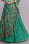 Buy_Jiya by Veer Design Studio_Green Chiffon Embroidered Sequin Solid Lehenga Set With Printed Ruffle Cape _Online_at_Aza_Fashions