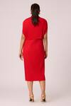 Shop_Scarlet Sage_Red 100% Polyester Cape Collared Josie Pleated Dress With _at_Aza_Fashions