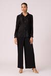 Buy_Scarlet Sage_Black 100% Polyester Pleated Sara Pant _at_Aza_Fashions