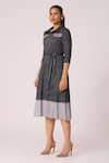 Buy_Scarlet Sage_Blue 100% Polyester Collared Wynona Shirt Dress With Waist Belt _Online_at_Aza_Fashions