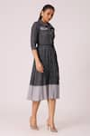 Shop_Scarlet Sage_Blue 100% Polyester Collared Wynona Shirt Dress With Waist Belt _Online_at_Aza_Fashions