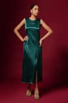 Buy_Emblaze_Green Viscose Round Neck Solid Slit Dress _at_Aza_Fashions