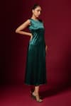 Emblaze_Green Viscose Round Neck Solid Slit Dress _Online_at_Aza_Fashions