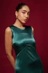 Shop_Emblaze_Green Viscose Round Neck Solid Slit Dress _Online_at_Aza_Fashions
