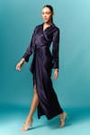 Emblaze Blue Viscose Shawl Neck Solid Asymmetric Draped Dress Online at Aza Fashions Emblaze_Blue Viscose Shawl Neck Solid Asymmetric Draped Dress _Online_at_Aza_Fashions