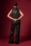 Shop_Emblaze_Black Jersey Textured Shirt Collar Shimmer Tonal With Pant _at_Aza_Fashions