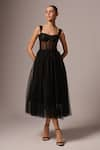 Buy_Emblaze_Black Tulle Solid Sweetheart Layered Tiered Corset Dress _at_Aza_Fashions