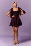 Buy_Emblaze_Purple Chiffon Satin Solid Sweetheart Tie-up Dress _at_Aza_Fashions