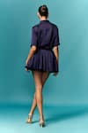 Shop_Emblaze_Blue Satin Plain Collar Shirt And Skirt Set _at_Aza_Fashions