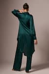 Shop_Emblaze_Green Modal Plain Collar Puff Sleeve Angarkha And Pant Set _at_Aza_Fashions