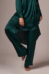 Emblaze_Green Modal Plain Collar Puff Sleeve Angarkha And Pant Set _Online_at_Aza_Fashions