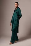 Buy_Emblaze_Green Modal Plain Collar Puff Sleeve Angarkha And Pant Set _Online_at_Aza_Fashions