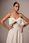 Emblaze_White Crepe Plain Sweetheart Neck Sleeveless Bow Dress _Online_at_Aza_Fashions