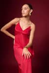 Shop_Emblaze_Red Crepe Plain V Neck Sleeveless Solid Dress _Online_at_Aza_Fashions