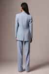 Shop_Emblaze_Blue Crepe Plain Notched Lapel Collar Blazer And Pant Set _at_Aza_Fashions