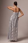 Shop_Emblaze_Silver Satin Plain Sweetheart Neck Pleated Dress _at_Aza_Fashions