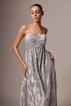 Shop_Emblaze_Silver Satin Plain Sweetheart Neck Pleated Dress _Online_at_Aza_Fashions