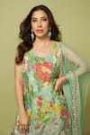 Buy_Gopi Vaid_Green Kurta Chiffon Embroidery Floral Round Sofina Bloom Print Sharara Set _Online_at_Aza_Fashions