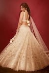 Shop_Gopi Vaid_Ivory Lehenga Organza Embroidery Floral Plunged Neck Reina Set _at_Aza_Fashions