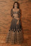 Buy_Gopi Vaid_Blue Lehenga Tussar Silk Elnaaz Linear Gota Patti Embroidered Blouse With _at_Aza_Fashions