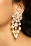 Shop_Joules By Radhika_White Kundan Pearl Essence Danglers _at_Aza_Fashions