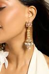 Shop_Joules By Radhika_Multi Color Pearls, Stones, Gota Patti Twilight Radiance Drop Earrings_at_Aza_Fashions
