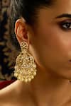 Shop_Joules by Radhika_Gold Plated Pearls, Diamonds Lunar Glow Polki Kundan Stone Studded Chaandbalis _at_Aza_Fashions