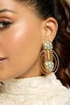 Shop_Joules By Radhika_Gold Plated Stones Reverie Frame Embellished Earrings _at_Aza_Fashions