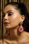 Buy_Joules By Radhika_Pink Pearls, Stones, Piping Parrot Plume Polki Kundan Embellished Earrings_at_Aza_Fashions