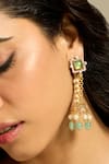 Shop_Joules By Radhika_Green Pearls, Stones, Beads Charm Drop Earrings _at_Aza_Fashions