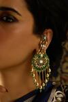 Buy_Joules by Radhika_Green Beads, Stones Rajwadi Glory Chaandbali Earrings _Online_at_Aza_Fashions