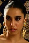 Buy_Joules By Radhika_Gold Plated Stones Parrot Whimsy Dangler Earrings _at_Aza_Fashions