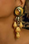 Shop_Joules By Radhika_Gold Plated Stones Parrot Whimsy Dangler Earrings _at_Aza_Fashions