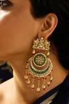Shop_Joules By Radhika_Multi Color Stones Rajwadi Fusion Chaandbali Earrings _at_Aza_Fashions