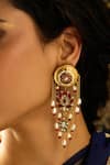 Shop Joules By Radhika Gold Plated Stones Ember Elegance Dangler Earrings at Aza Fashions Shop_Joules By Radhika_Gold Plated Stones Ember Elegance Dangler Earrings _at_Aza_Fashions
