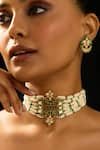 Shop_Joules By Radhika_White Pearls, Stones Rajwadi Choker Set _at_Aza_Fashions