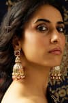 Buy_Joules by Radhika_Gold Plated Polki And Pearl Embellished Jhumkas _at_Aza_Fashions