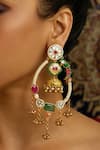 Shop_joules by radhika_Multi Color Stone Rajwadi Parrot Carved Earrings _at_Aza_Fashions