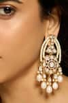 Shop_Joules by Radhika_White Polki Pearl And Embellished Earrings _at_Aza_Fashions