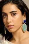 Buy_Joules by Radhika_Blue Stone Ocean Majesty Tear Drop Shaped Earrings _at_Aza_Fashions