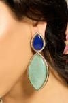 Shop_joules by radhika_Blue Stone Ocean Majesty Tear Drop Shaped Earrings _at_Aza_Fashions