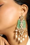 Shop_joules by radhika_Green Bead Pearl Embellished Danglers _at_Aza_Fashions