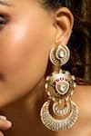 Shop_Joules by Radhika_Gold Plated Stone Majestic Tear Drop Carved Rajwadi Earrings _at_Aza_Fashions