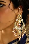 Shop_Joules by Radhika_Gold Plated Stone Regal Studded Chandbalis _at_Aza_Fashions