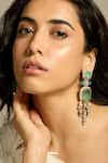 Buy_Joules by Radhika_Green Stone Luminous Embellished Earrings _at_Aza_Fashions