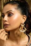 Buy_joules by radhika_Gold Plated Stone Reverie Bird Carved Cutwork Earrings _at_Aza_Fashions