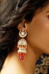 Shop_Joules by Radhika_Multi Color Polki Sunset Harmony Stone Embellished Jhumkas _at_Aza_Fashions